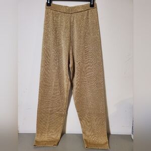 Vintage Sparkle Gold Knit Disco Leggings Size Small